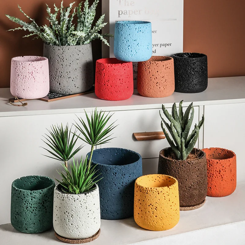 Snake Plant Ceramic - Nordic cimento vaso de flores decoração
