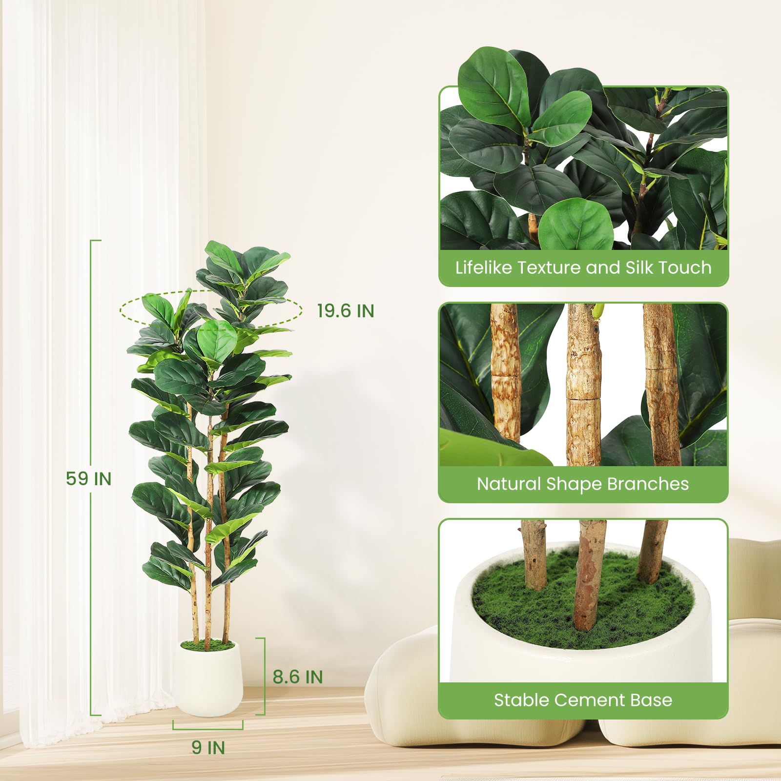 Figueira Artificial Fiddle Lea - Rubber Plant Ficus avaliação e preço